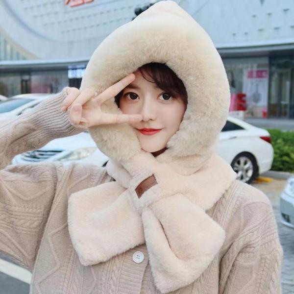 포근머플러 일체형 모자목도리 퍼 후드 겨울 방한