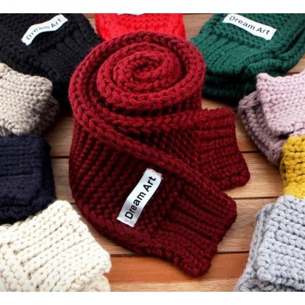 라인 골지 롱 쁘띠목도리  겨울 니트 쁘띠