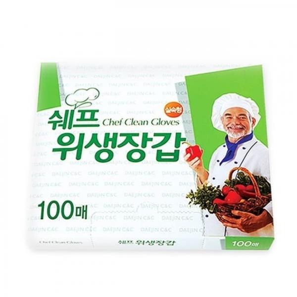 쉐프 위생장갑 주방 일회용 비닐 장갑 실속형 100매