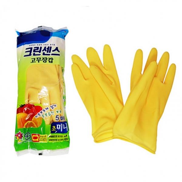 크린센스 고무장갑 초미니5매입 고무 라텍스 고무장갑