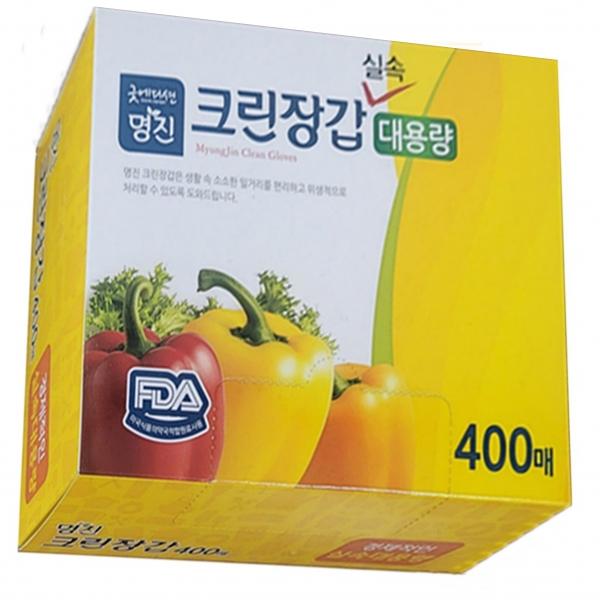 명진 크린위생장갑 대용량 400매 비닐장갑 일회용장갑