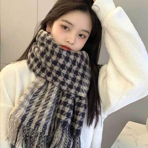 딩포 톤다운 체크 롱 머플러 목도리