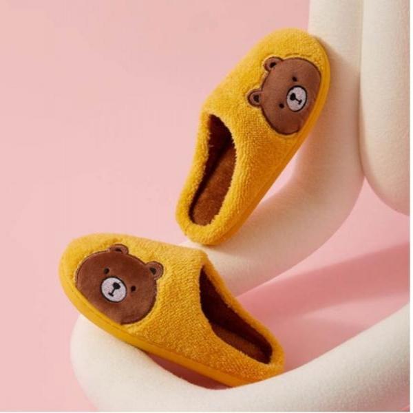 코너 곰돌이 기모 털슬리퍼