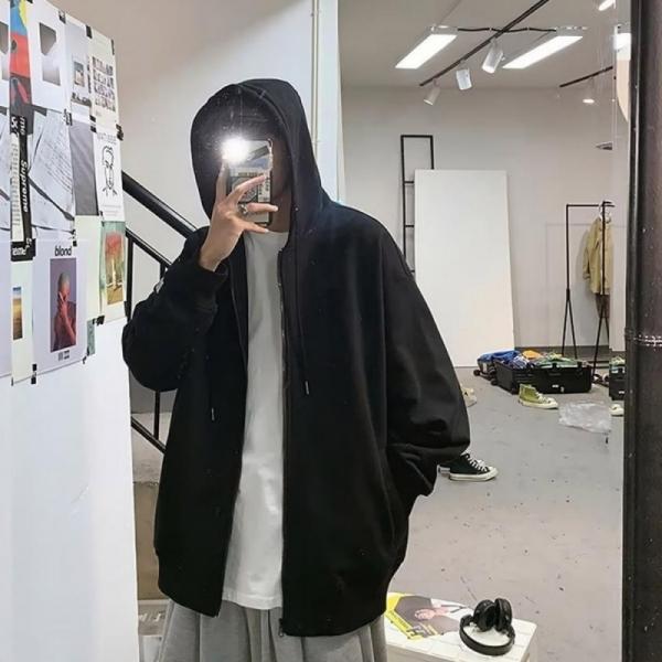 잔솔 오버핏 무지 후드집업 얇은 간절기 남자 여성