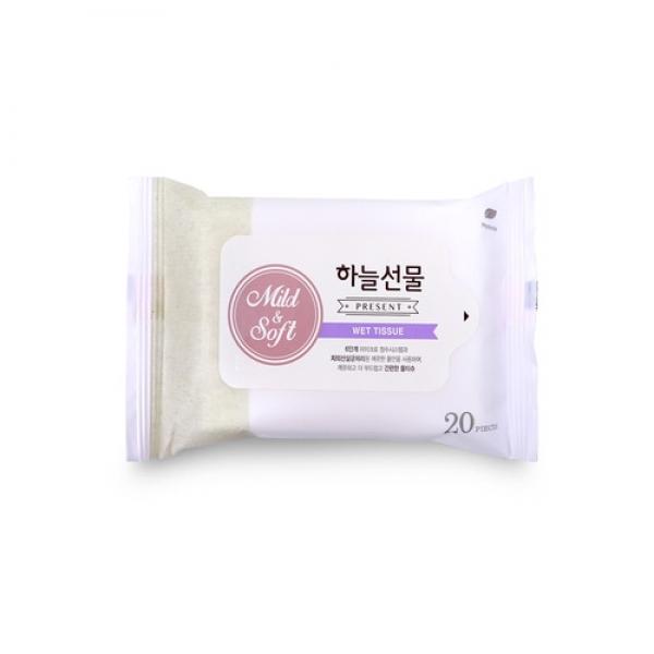 하늘선물물티슈(20매 리필) 휴대용 소형 파우치형 아기 유아 판촉 홍보