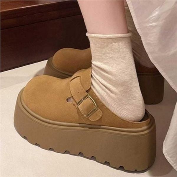 여성 통굽 블로퍼 여성 플랫폼 블로퍼 데일리 슬리퍼 버클 구두 신발