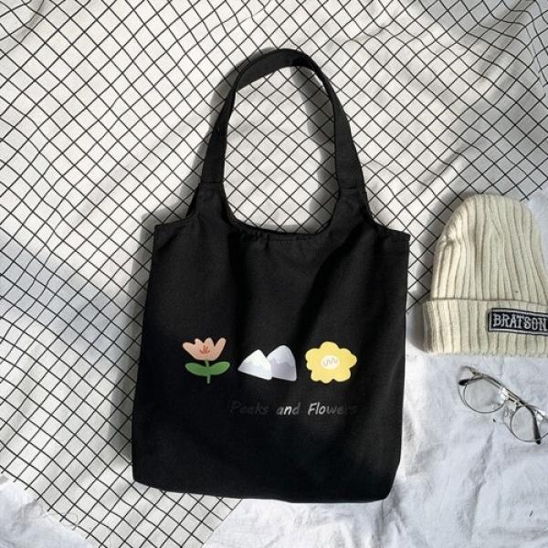 심플 프린팅 에코 캔버스 숄더백 7color DK-0160