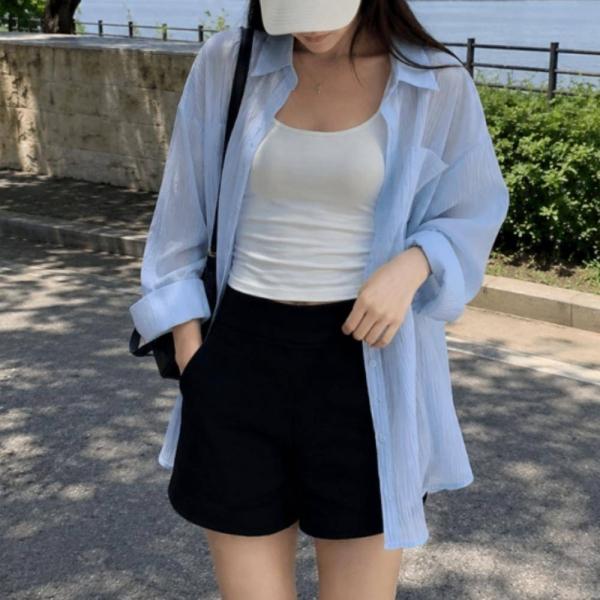 여성 여름 시스루 루즈핏 얇은 셔츠 아우터 남방 비치 가디건