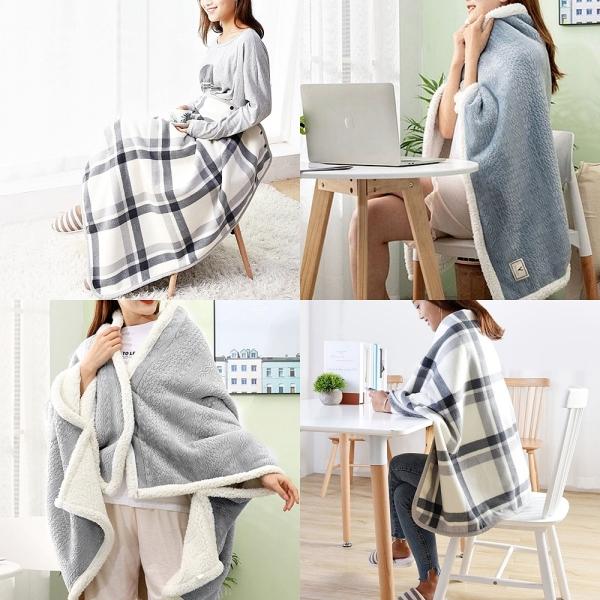 포근양털 후드 망토담요 사계절 체크 무릎담요 (대형)
