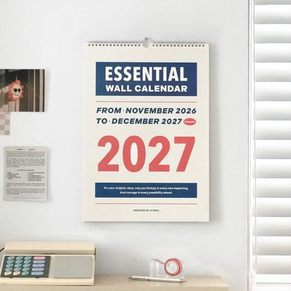 2027 에센셜 벽걸이달력 A3 월 캘린더 음력 대형 인테리어 카렌다
