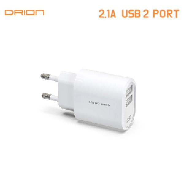 [드리온] 가정용 2.1A USB 2포트 충전기 (케이블 미포함)