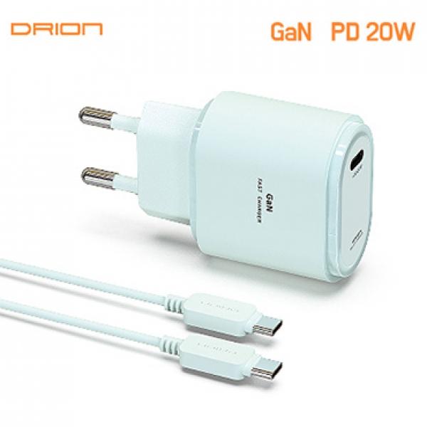 드리온 GaN PD 20W PPS 고속 가정용충전기 [5V/3A/9V/2.22A/12V/1.67A] 분리형/CTOC케이블 포함