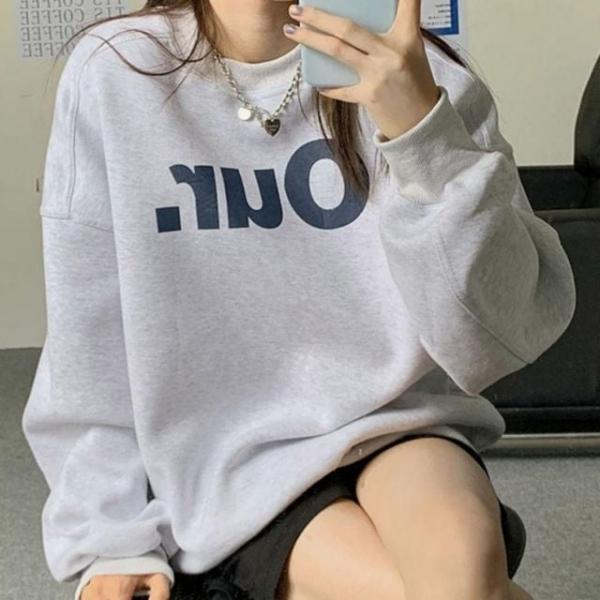 기모 오버핏 데일리 여성 봄가을 맨투맨 1P 티셔츠