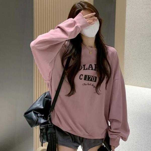 레터링 티셔츠 가을 맨투맨 여자 봄 여성 기모