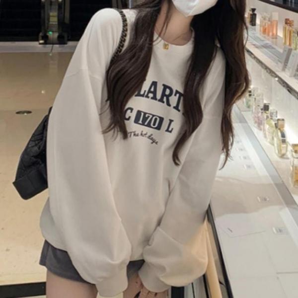 가을 기모 맨투맨 핑크 봄 여성 레터링 여자 티셔츠