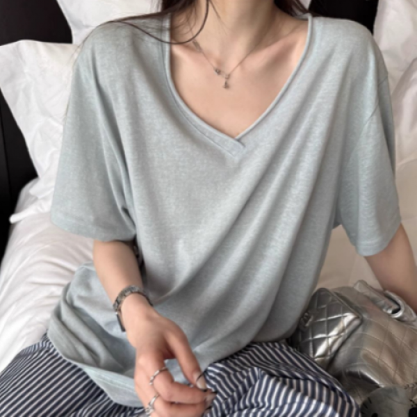 소프트 루즈핏 브이넥 반팔 티셔츠 FSF-G 0015