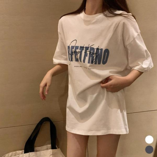영문레터링 오버핏 반팔 티셔츠 LM-0422
