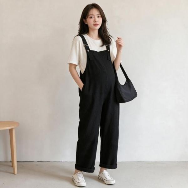임산부 멜빵 바지 와이드 팬츠 임부복 임신초기 중기 산전 산후 데일리