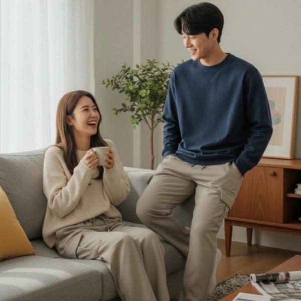 남녀공용 와이드 팬츠 바지 카고 스트레이트 포켓 면바지