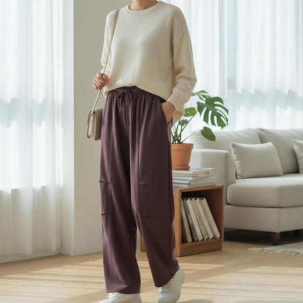 남녀공용 벌룬핏 면바지 와이드 투턱 팬츠 캐주얼 팬츠