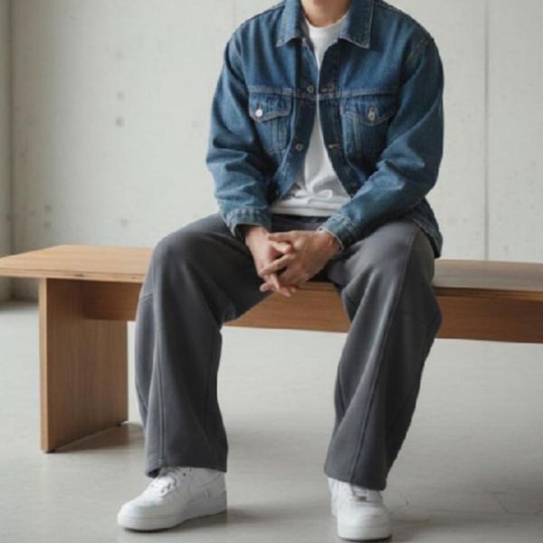 트레이닝 벌룬 커브드 밴딩 바지 팬츠 스웻 와이드 남성