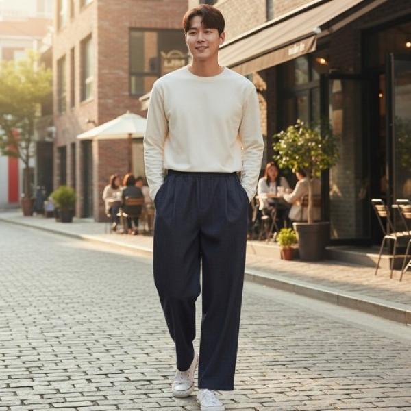 폴다르 앞핀턱 논페이드 데님 와이드바지 SD-260917