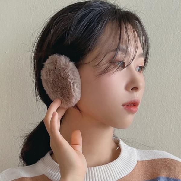 토끼털 똑딱이 귀마개 퍼 분리형 귀마개 밍크털 끈없는 귀도리