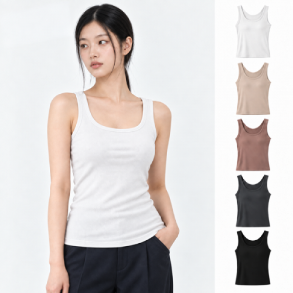 미브레 캡내장 라운드넥 캐미솔 R IDTS-038