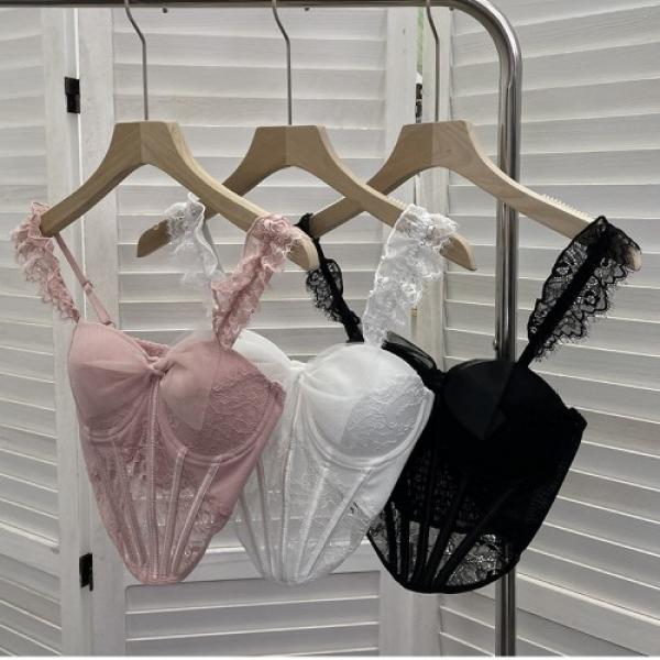레이스 스퀘어넥 코르셋 탑 3color