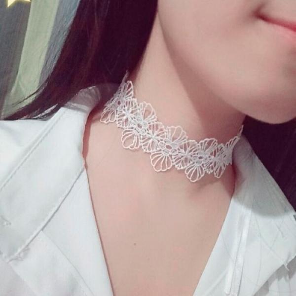 플라워 레이스 초커 목걸이 2type 3color 실목걸이 짧은 쇄골 체인 넥 목줄 스트랩 저자극