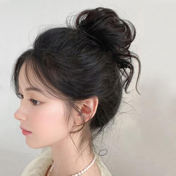 애교머리 웨이브 똥머리 밴드 부분가발 LM-0712