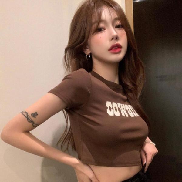 카우걸 여성 세미슬림 반팔 크롭티 BI-A200100